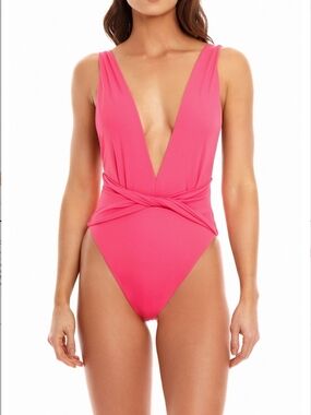 Agua Bendita Pink Twist-Front One-Piece Swimsuit